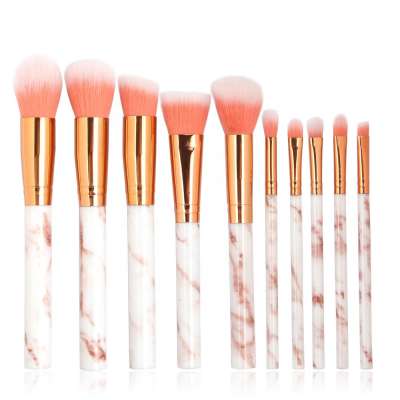 LWBTOSEE Professional 10pcs Marbling Cosmetic Powder Foundation Eyeshadow Eyelash Eyeliner Concealer Brush Makeup Brushes Set